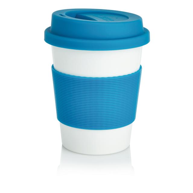 ECO PLA Kaffeebecher blau, weiß | Unbedruckt