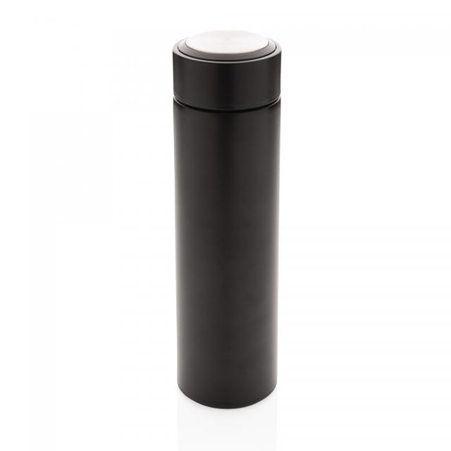 Vakuum Stainless Steel Flasche mit gebürstetem Metalldeckel schwarz | Siebdruck, 1-farbig