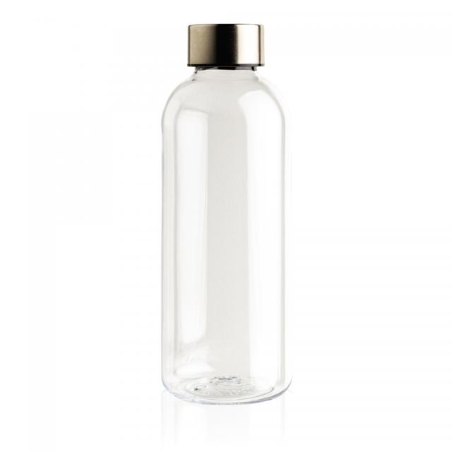 Auslaufsichere Trinkflasche mit Metalldeckel transparent | Siebdruck, 1-farbig
