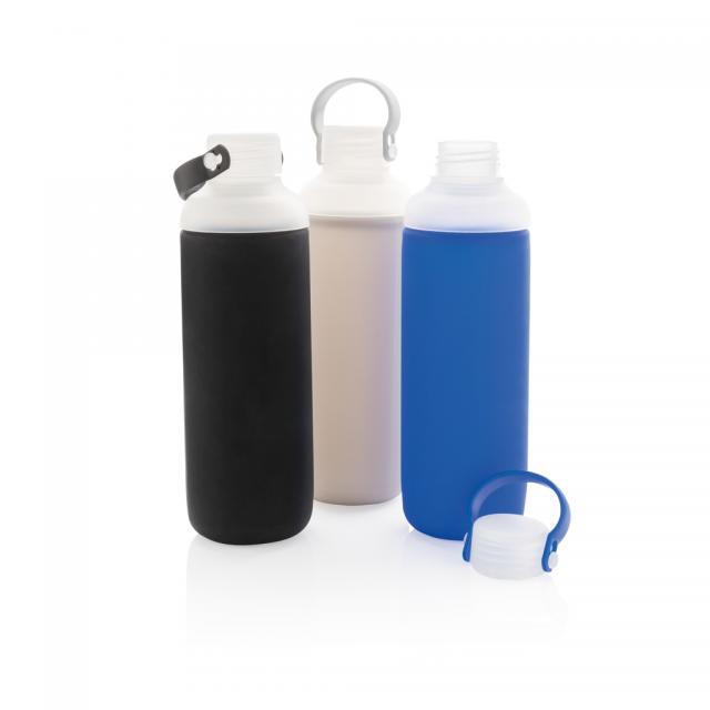 Wasserflasche aus Glas mit Silikonschutz 
